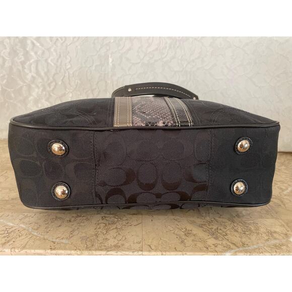 Coach Hampton signature canvas/leather/python black multicolored Carryall F13993 - Picture 5 of 9